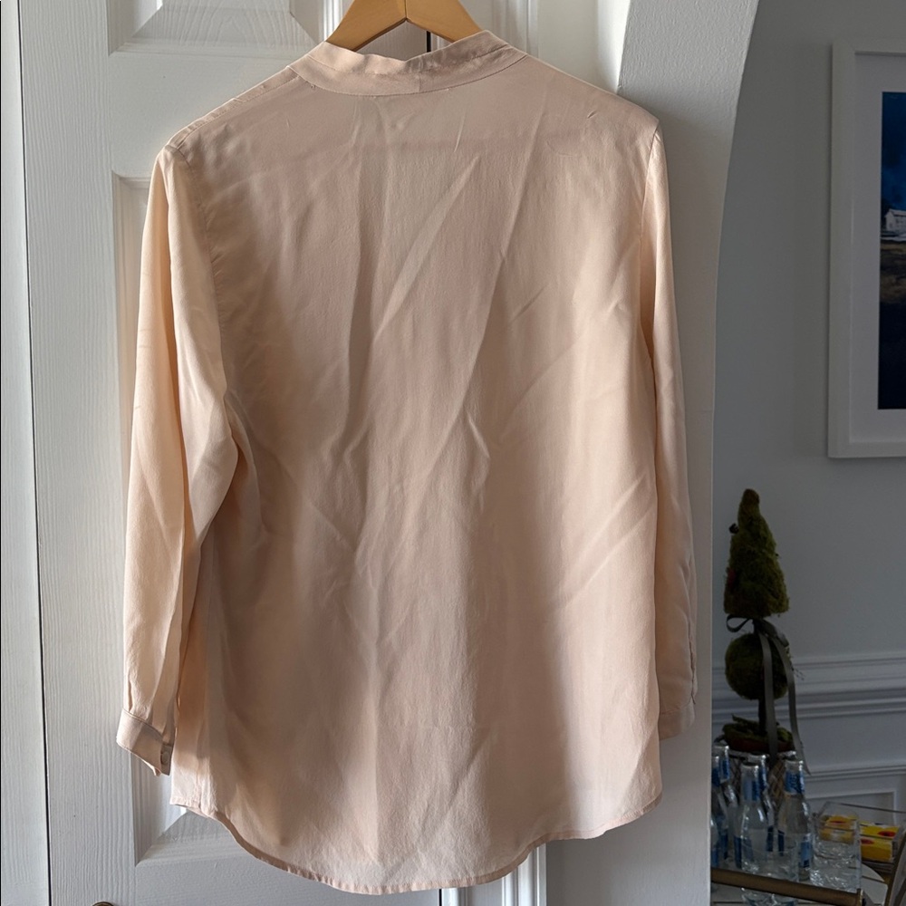 Max Studio Pale Peach V-Neck Silk 3/4 Sleeve Blouse, Size L - Picture 4 of 6